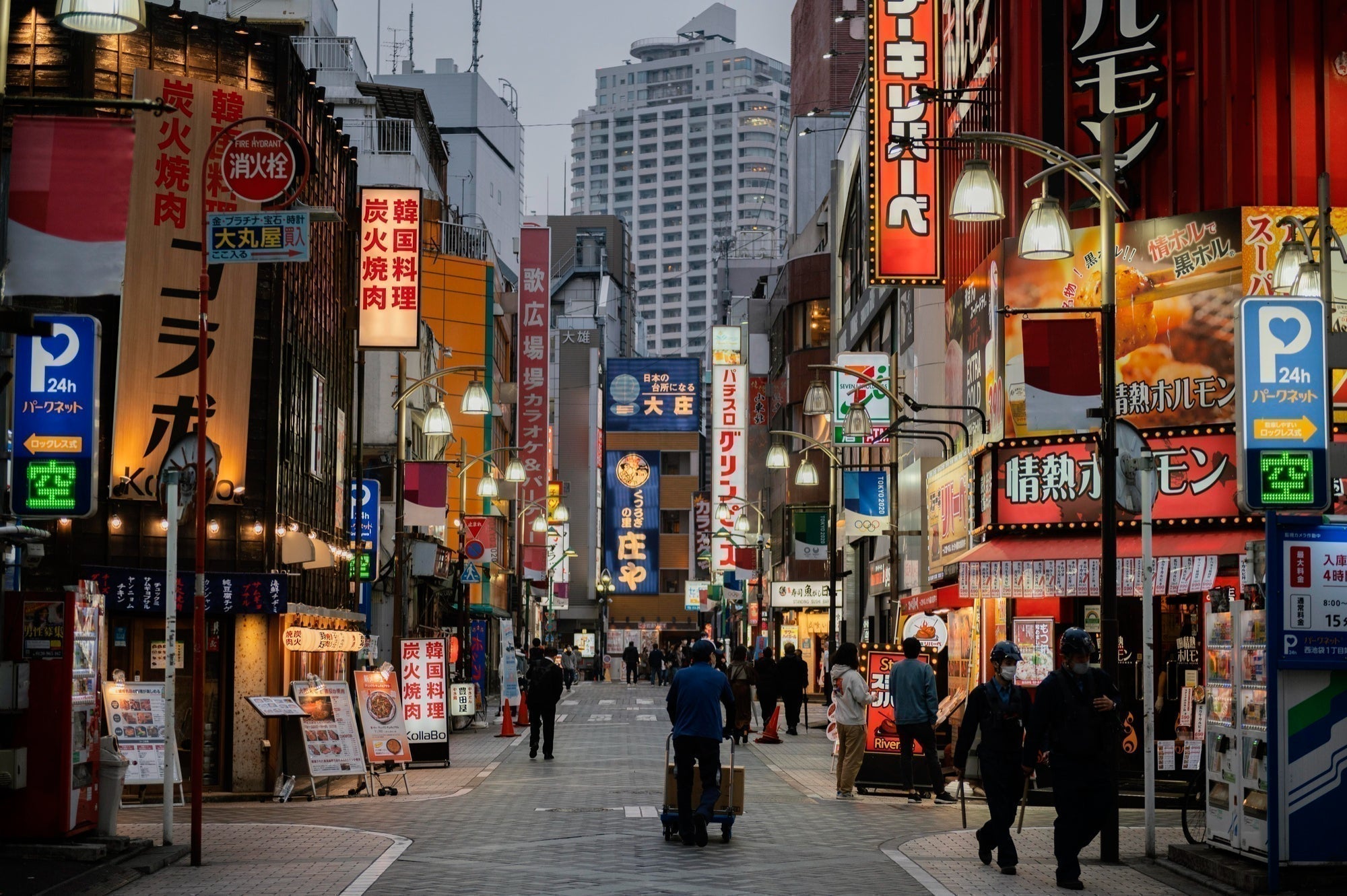 People walking street in Japan at night time