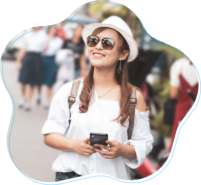 Traveler with phone