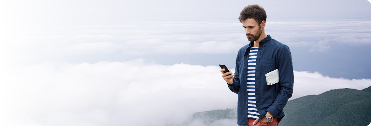 Traveler with phone