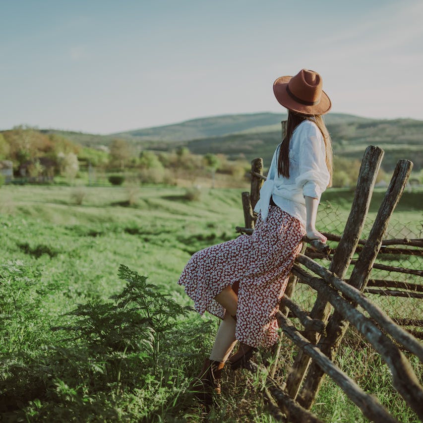 woman at fields in Moldova